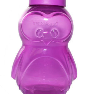 Kids Eco Water Bottle Flip Top Purple Penguin